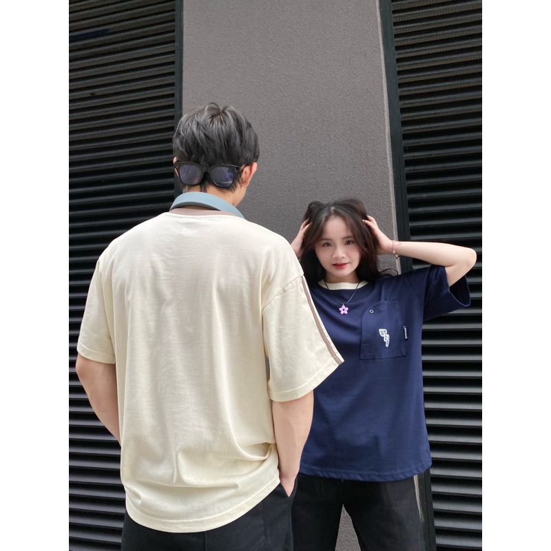 Áo Thun Phối Túi Thêu UTZIE Form Rộng Unisex 100% Cotton Co Giãn 2 Chiều Cho Nam Và Nữ