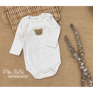 Bodysuit dài tay thun gân thêu hình gấu cho bé