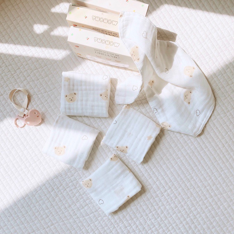 Set 5 Khăn sữa sợi tre Monona cho bé