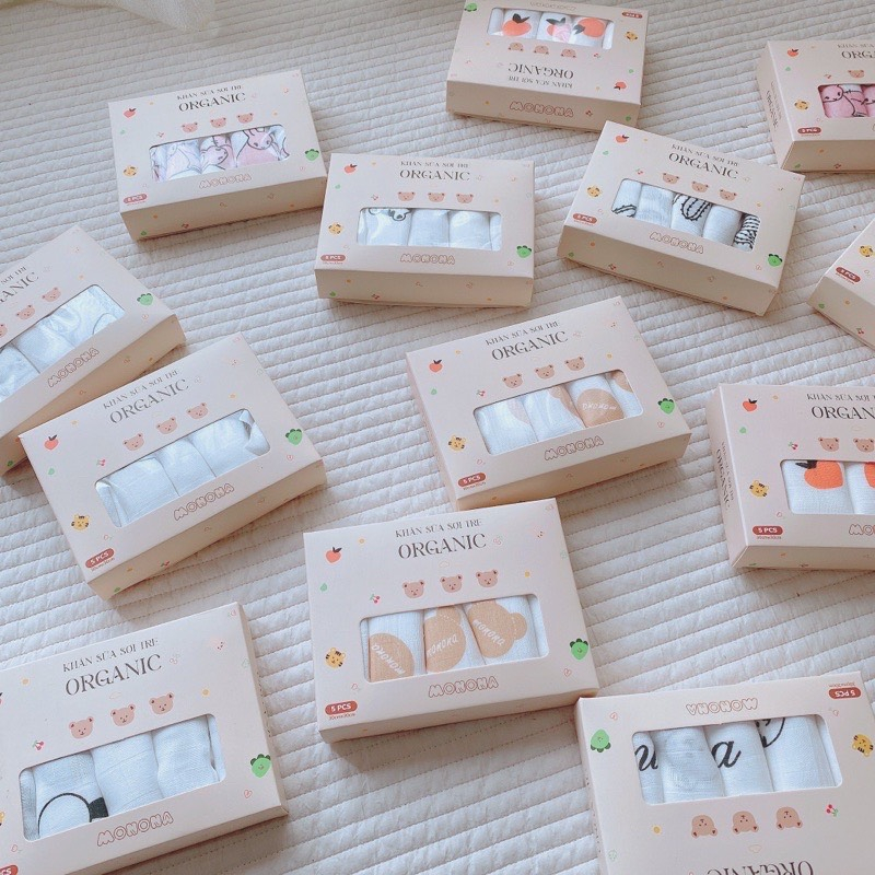 Set 5 Khăn sữa sợi tre Monona cho bé