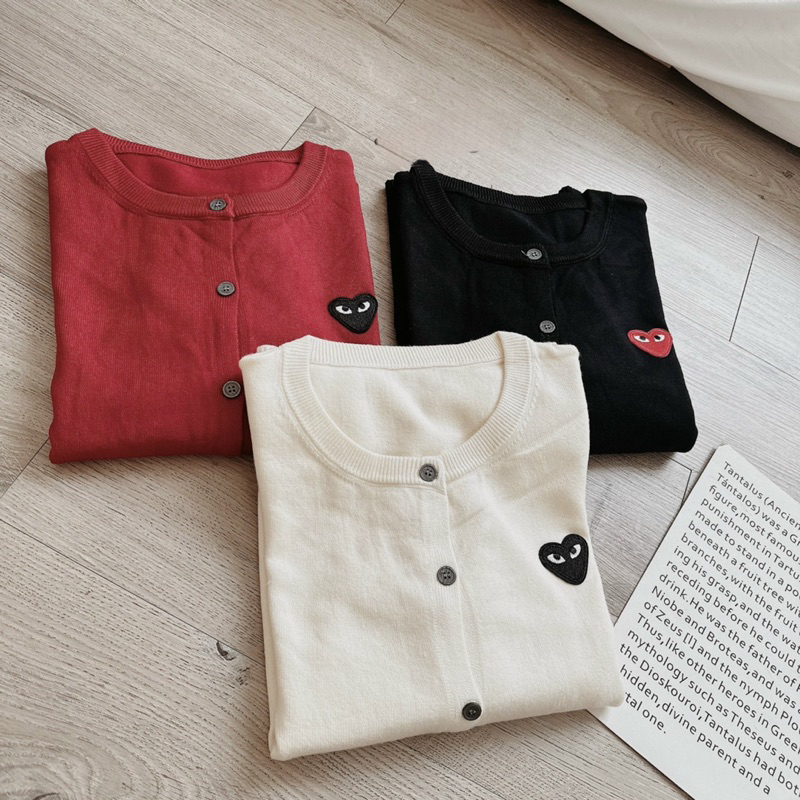 Áo khoác len cardigan logo PLAY hàng QC-SinNa