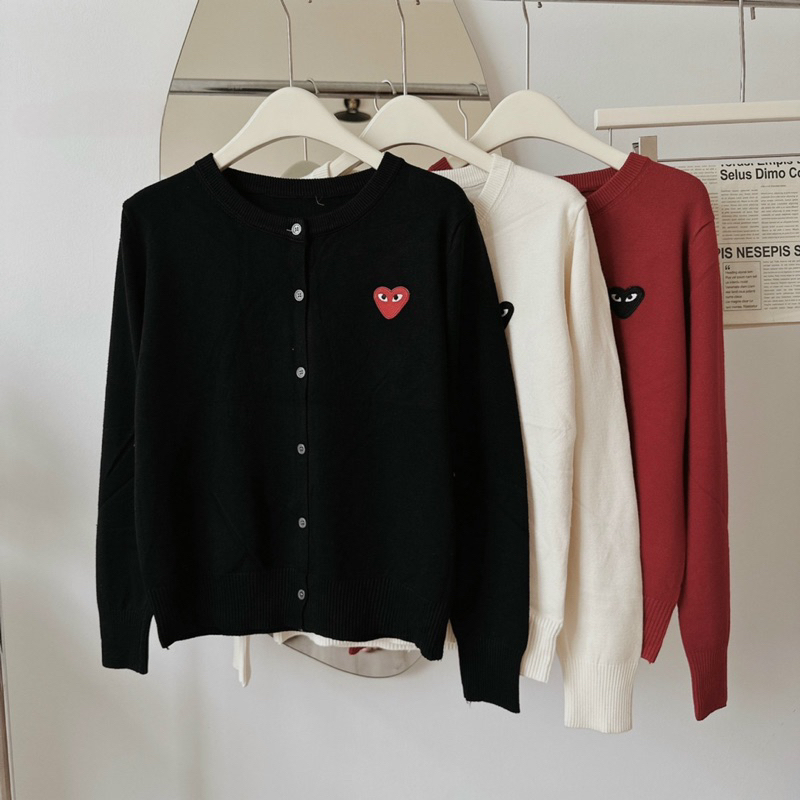 Áo khoác len cardigan logo PLAY hàng QC-SinNa