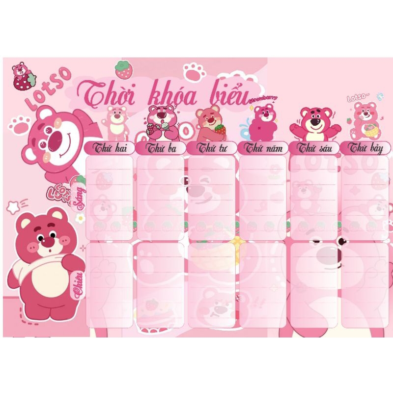 Thời khoá biểu viết tay size A5