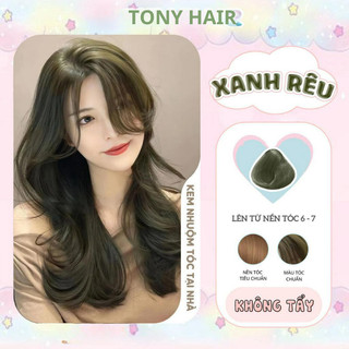  Thuốc nhuộm tóc Xanh thuốc nhuộm tóc Xanh Rêu tặng kèm oxy trợ dưỡng và gang tay_Tony Hair 