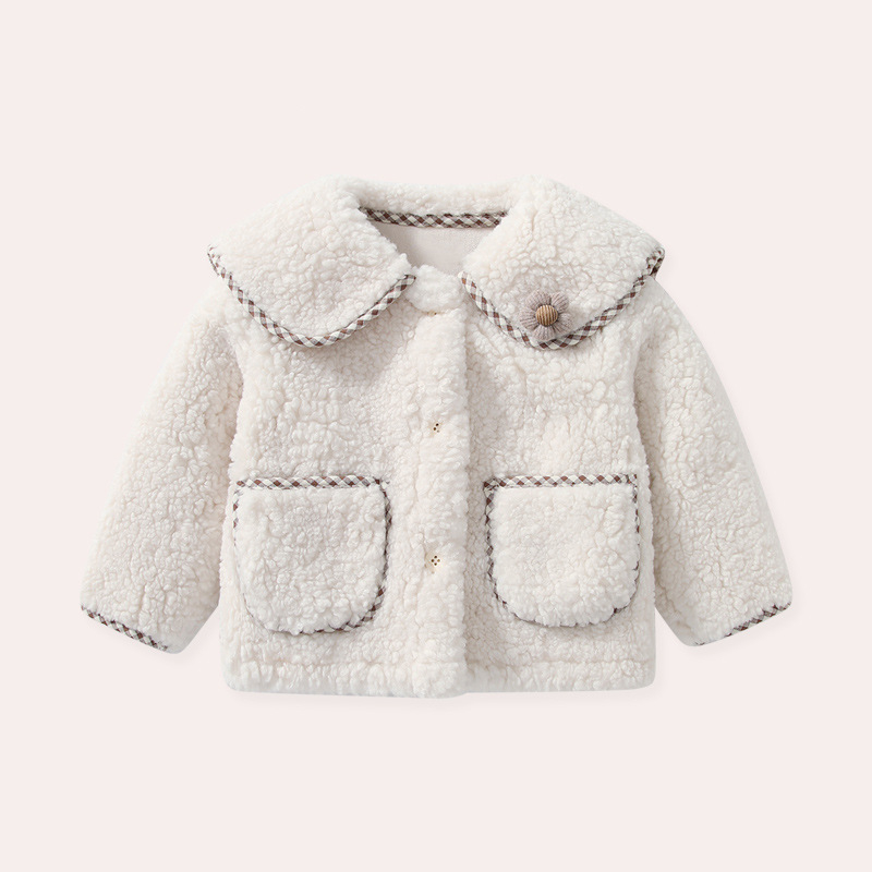 Áo khoác lông cừu phong cách tiểu thư Hàn Quốc cho bé gái 2023