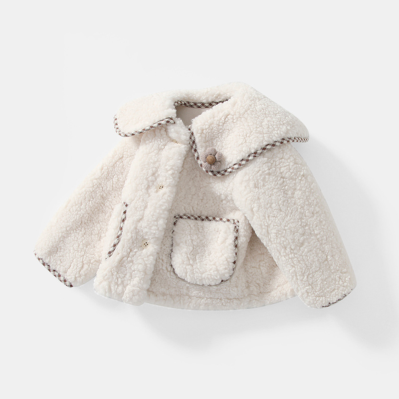 Áo khoác lông cừu phong cách tiểu thư Hàn Quốc cho bé gái 2023