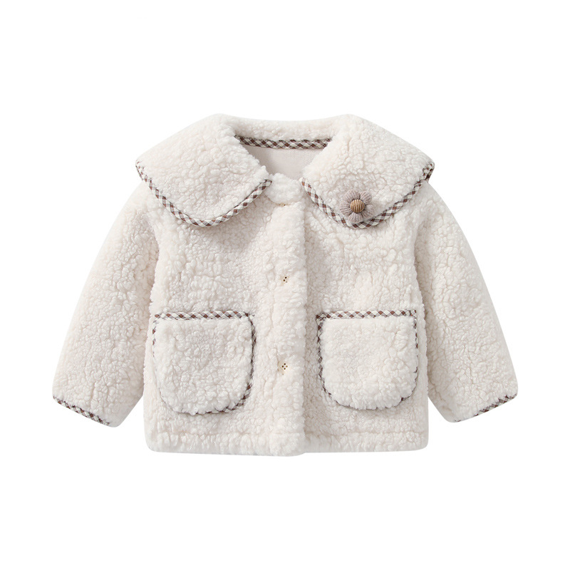 Áo khoác lông cừu phong cách tiểu thư Hàn Quốc cho bé gái 2023