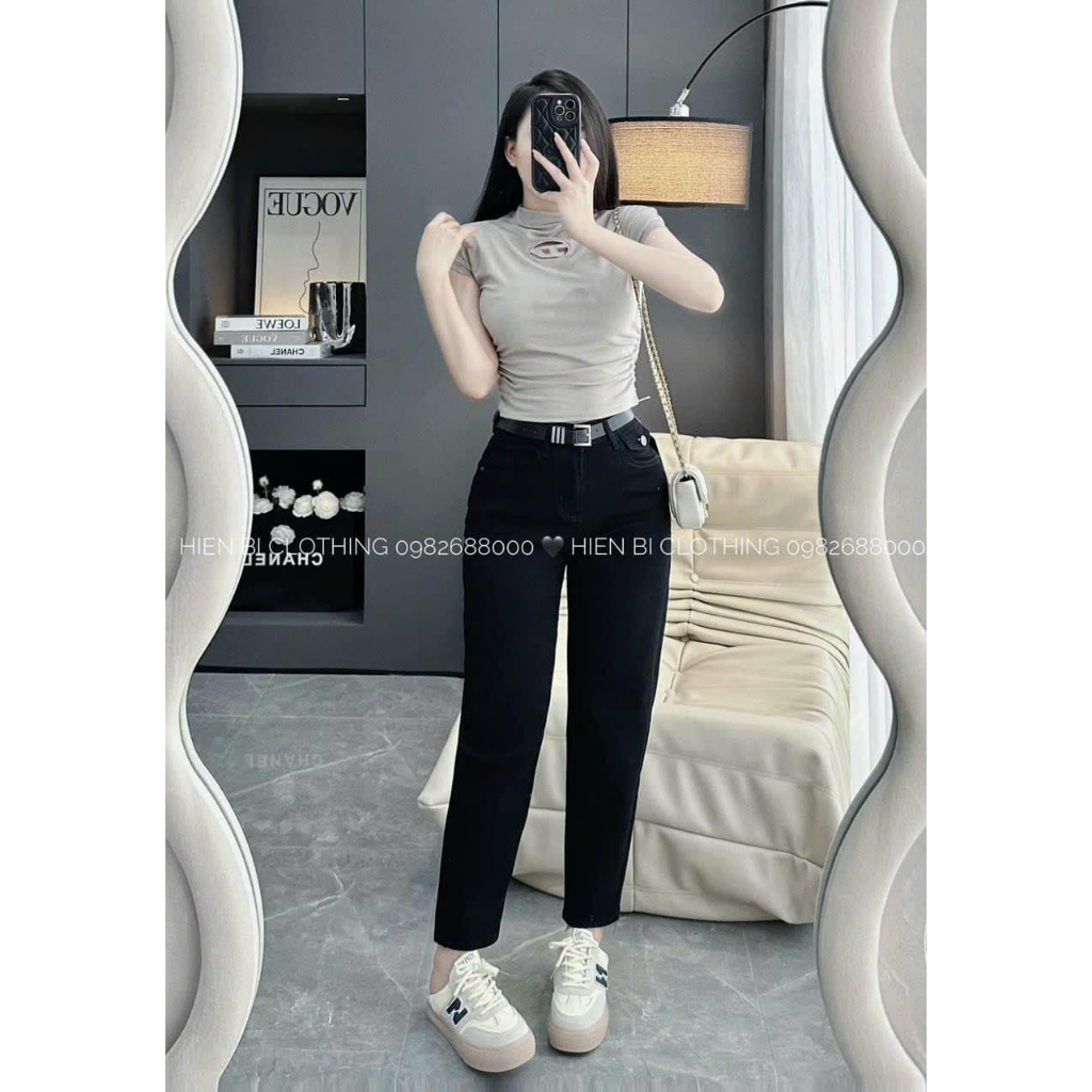 Áo thun cotton cổ cao chữ D trơn 6 màu