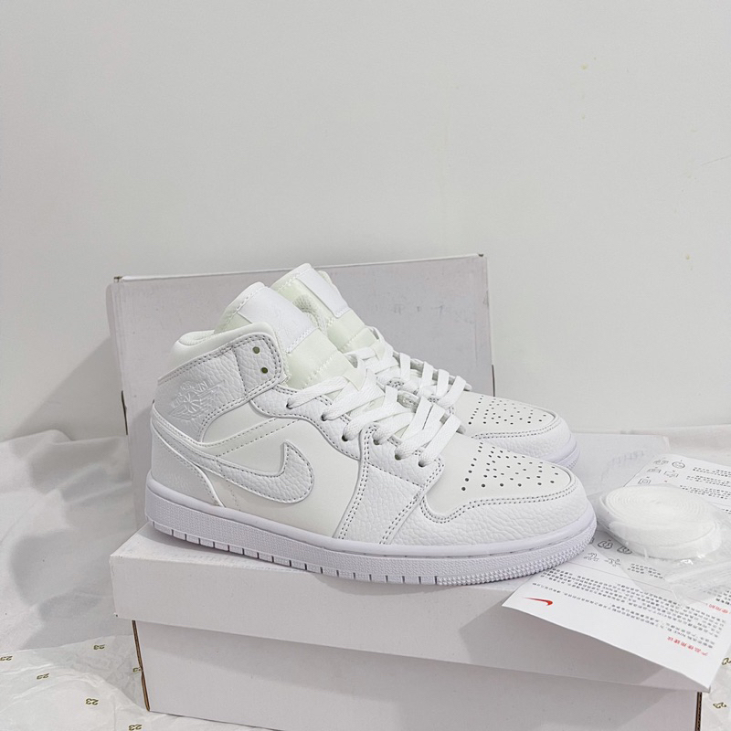 giày sneaker jordan full trắng mid likeauth