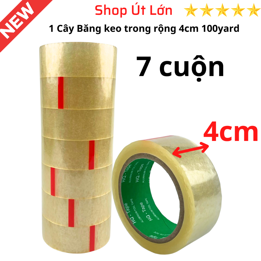 Băng keo trong rộng 1cm, 1.2cm, 2.4cm, 4cm, 6cm, 7cm - 100yard, nặng 1kg, lõi 3mm