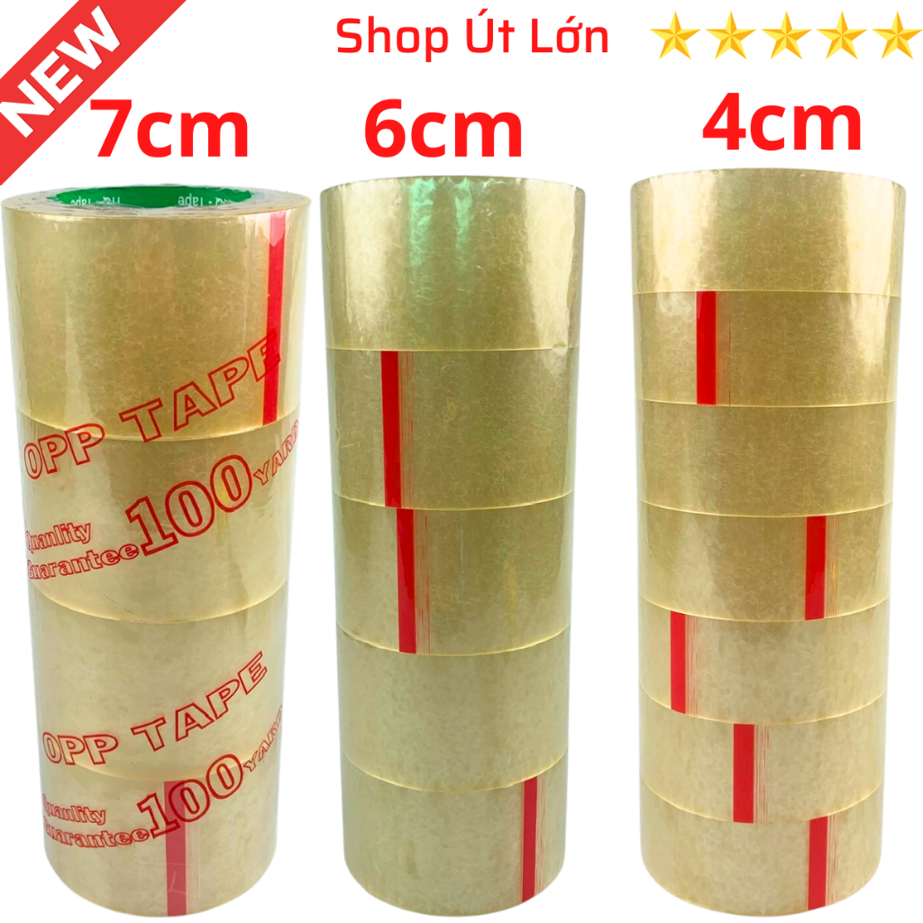 Băng keo trong rộng 1cm, 1.2cm, 2.4cm, 4cm, 6cm, 7cm - 100yard, nặng 1kg, lõi 3mm