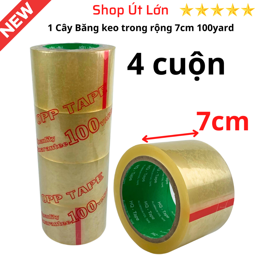 Băng keo trong rộng 1cm, 1.2cm, 2.4cm, 4cm, 6cm, 7cm - 100yard, nặng 1kg, lõi 3mm