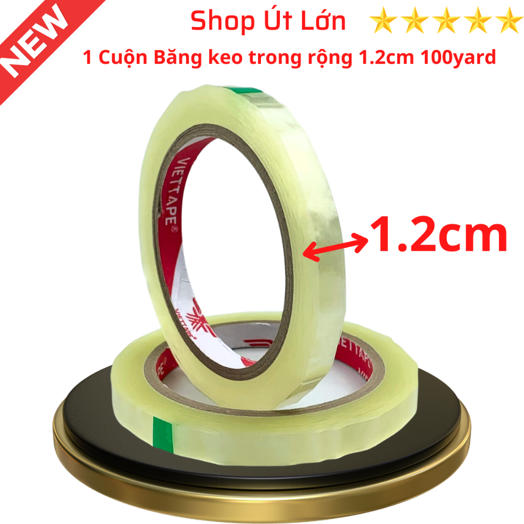 1 Cuộn Băng keo trong, rộng 1cm, 1.2cm, 2.4cm, 4cm, 6cm, 7cm - 100yard, lõi giấy 3mm