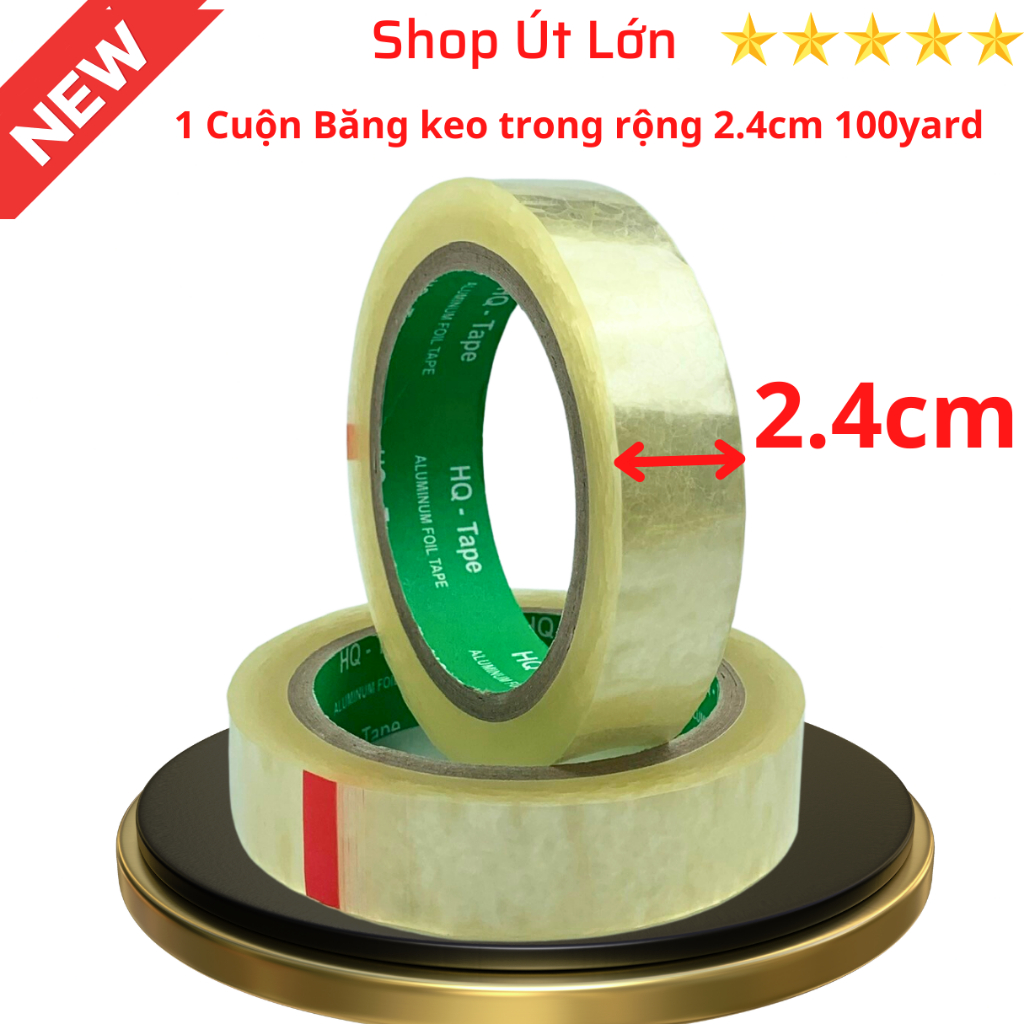 1 Cuộn Băng keo trong, rộng 1cm, 1.2cm, 2.4cm, 4cm, 6cm, 7cm - 100yard, lõi giấy 3mm