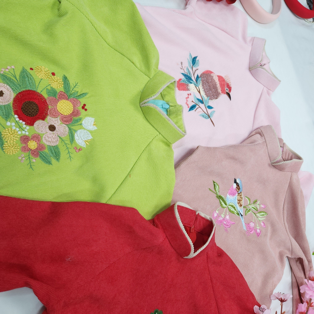 Áo dài bé gái thêu 🔥SALE SỐC🔥 chất liệu nhung liệu nhung tăm họa tiết thêu tỉ mỉ - Áo Dài Cho Bé Baby Store - ADB13