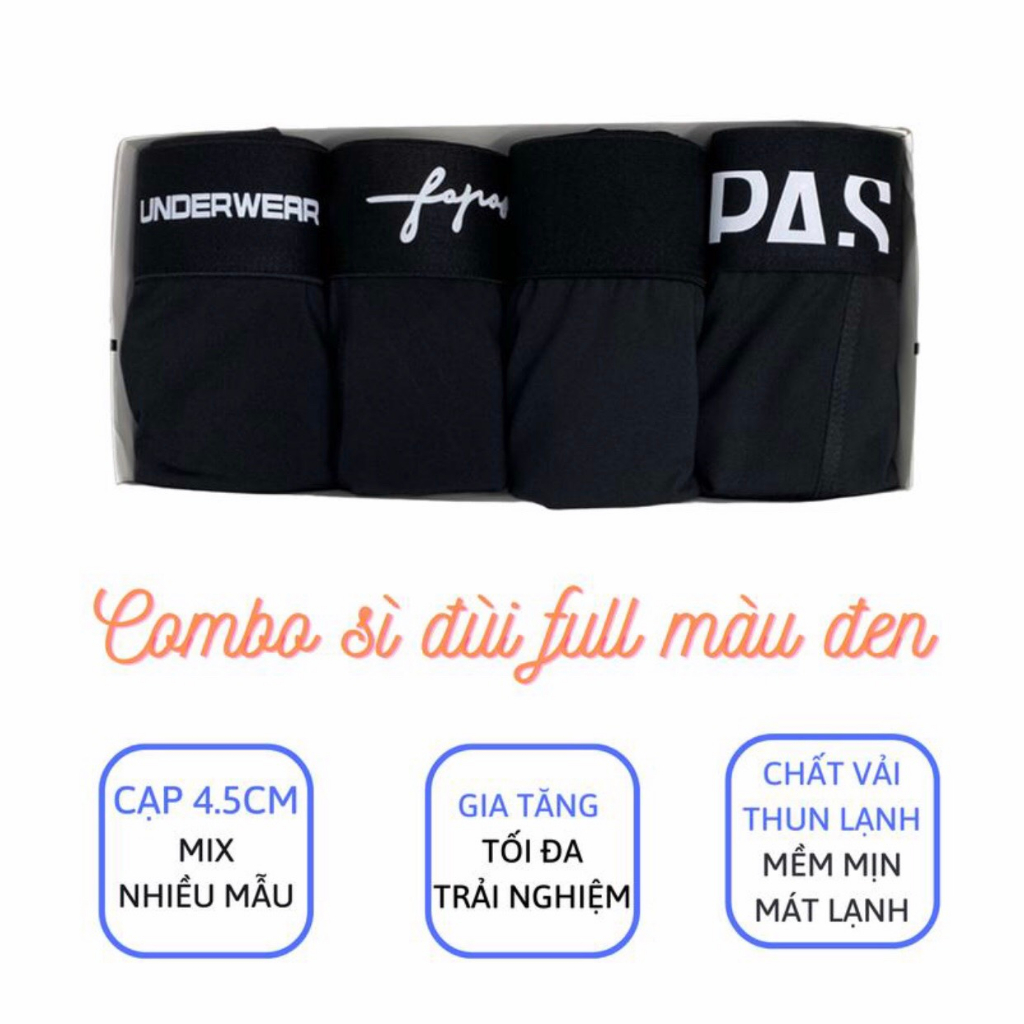 COMBO 5 QUẦN SỊP ĐÙI ĐEN MIX MẪU KHÁC NHAU