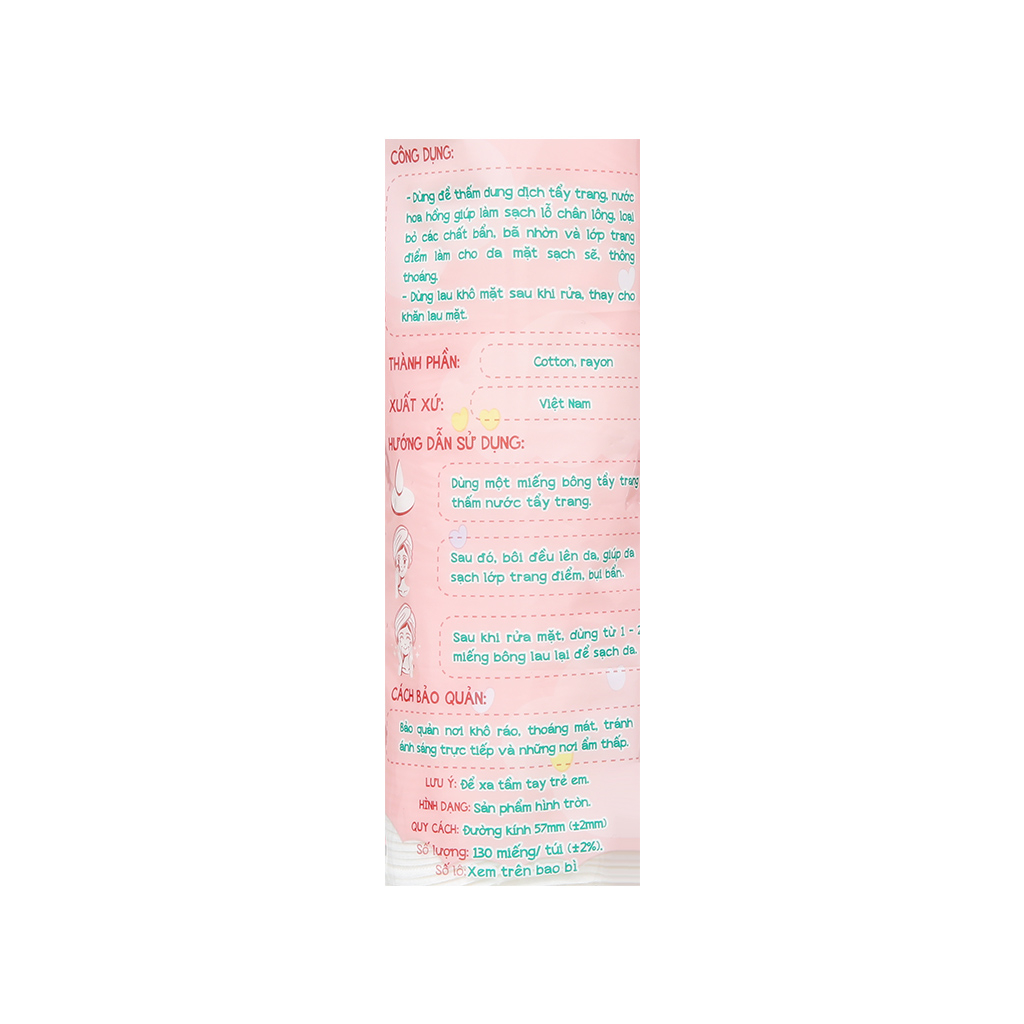 Bông tẩy trang Puri túi 130 miếng  - Hàng Chính Hãng