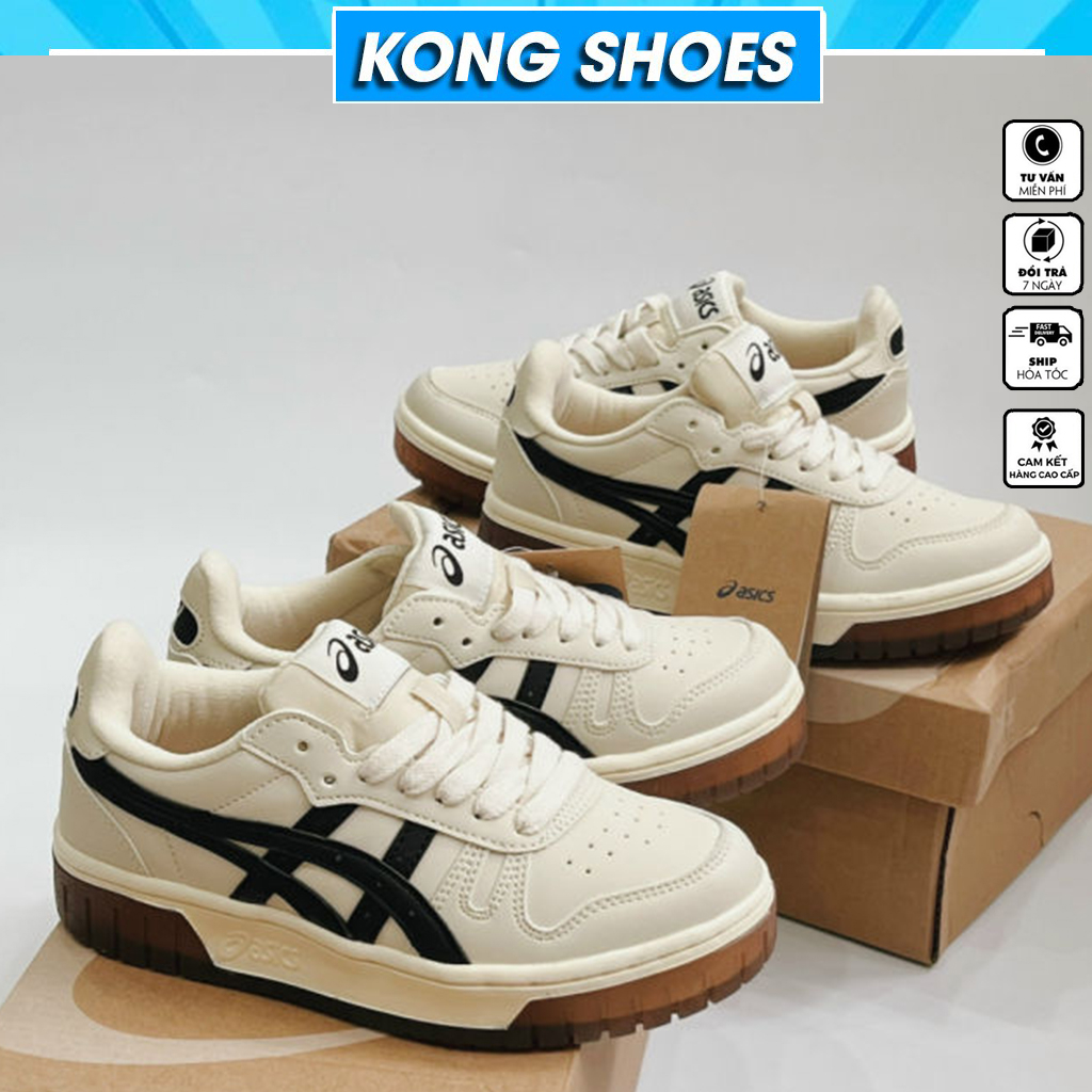 Giày Asics Court MZ Cream Black Gum mẫu mới nhất, Giày Đế Cao Su asics Nguyên Khối Đủ Size nam nữ