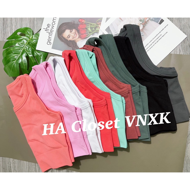 Áo CropTop Thun Gân 2lop 90 Degree Xịn