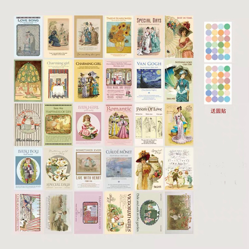 Set 30 tấm postcard phong cách Anh 1920