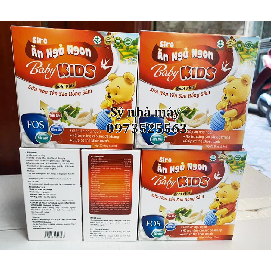 Siro ăn ngủ ngon Baby Kids gold plus sữa non, yến sào, hồng sâm