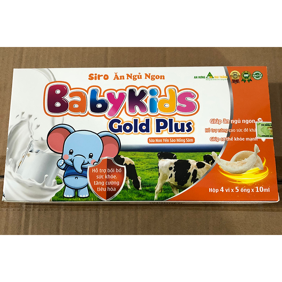 Siro ăn ngủ ngon Baby Kids gold plus giúp tăng sức kháng, ăn ngon, ngủ ngon