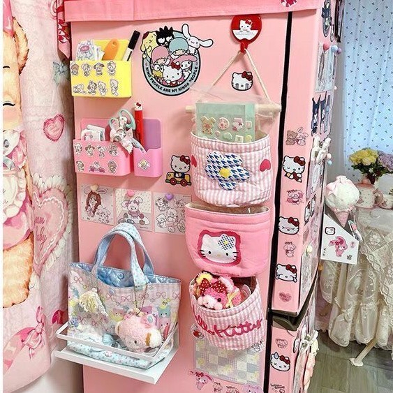 Túi đựng đồ treo tường bằng vải hình hello kiity mã t125