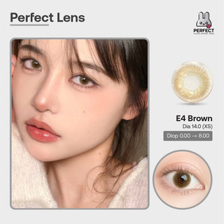 Kính áp tròng E4 Brown Perfect, lens có độ cận, dia 14.0, hạn sử dụng 1 năm