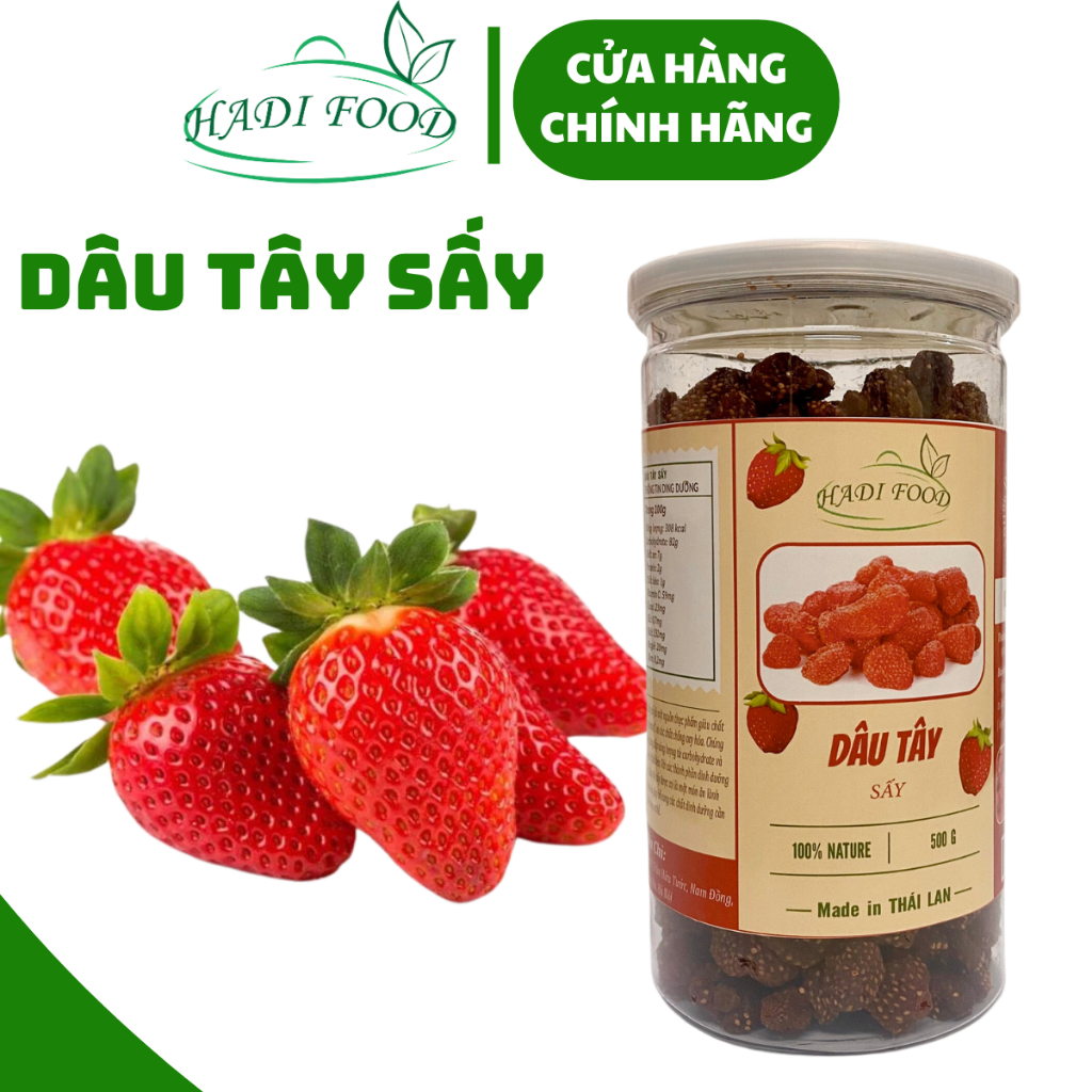 500g Dâu tây sấy deri HADIFOOD, Dâu tây Thái Lan sấy dẻo