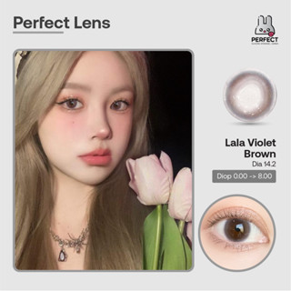 Lens Ảnh Mắt Thật, Lala Violet Brown Perfect Lens, dia 14.2, kính áp tròng tím giãn vừa, có độ cận, có viền