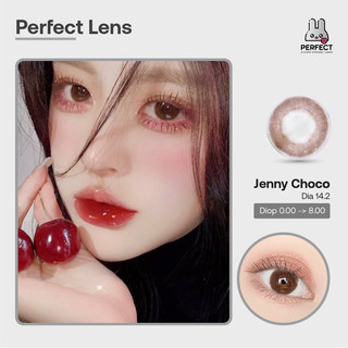 Lens Ảnh Mắt Thật, Jenny Choco Perfect Lens, dia 14.2, kính áp tròng nâu choco giãn vừa , có độ cận, có viền