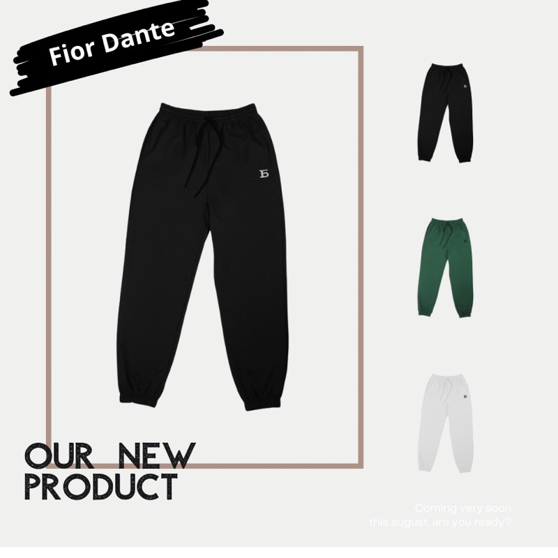 Quần Jogger Nam Thêu LOGO FIOR DANTÉ Form Rộng Màu Xanh 100% Vải Cotton Lưng Thun Co Dãn