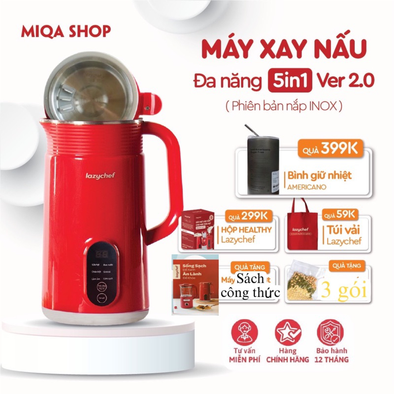 Máy xay nấu đa năng 5IN1 Lazychef Ver 2.0 - Máy xay sinh tố, Máy làm sữa hạt - Dung tích 800ml