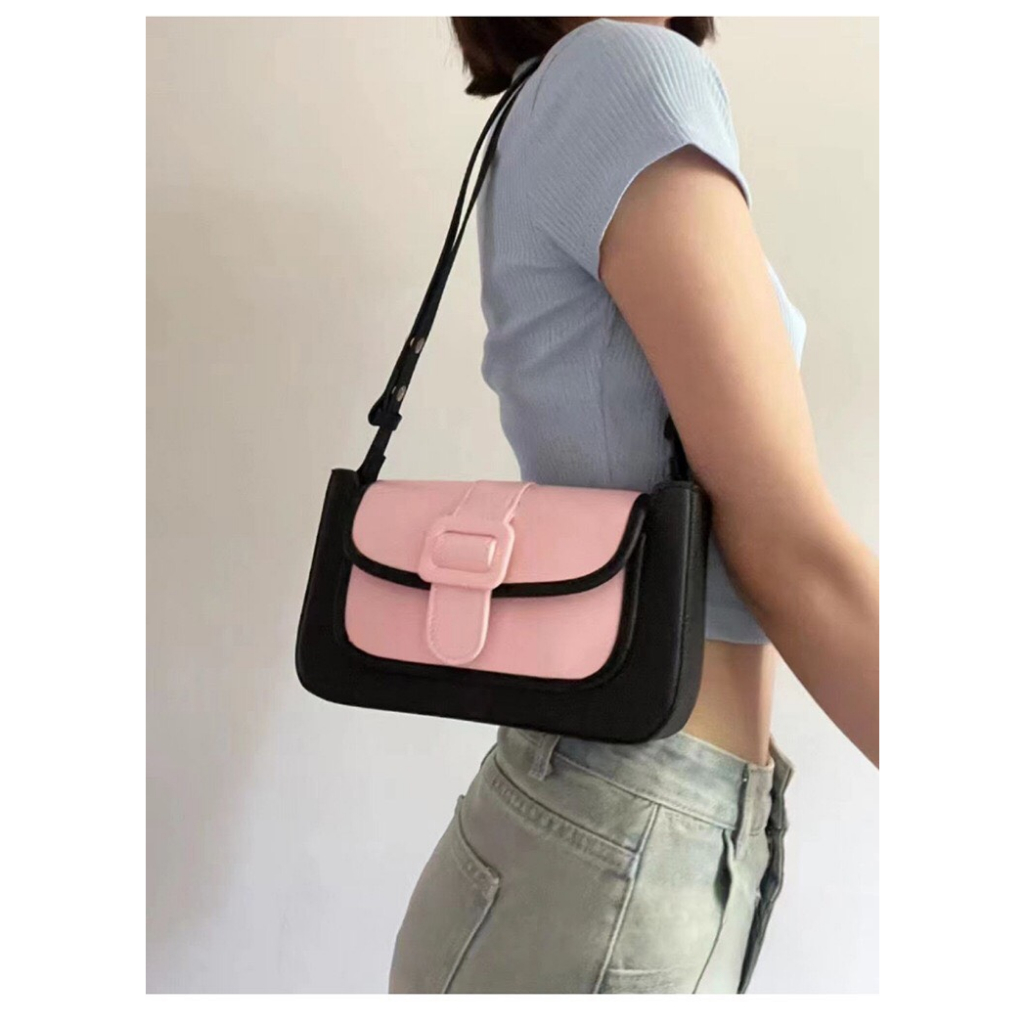 Túi xách đeo vai nữ màu hồng phong cách dễ thương mã t64