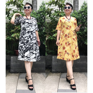 Váy Đầm Trung Niên Thun Suông - Chất Thun Mỹ Mềm, Co Giãn 4 chiều, Thoáng Mát.