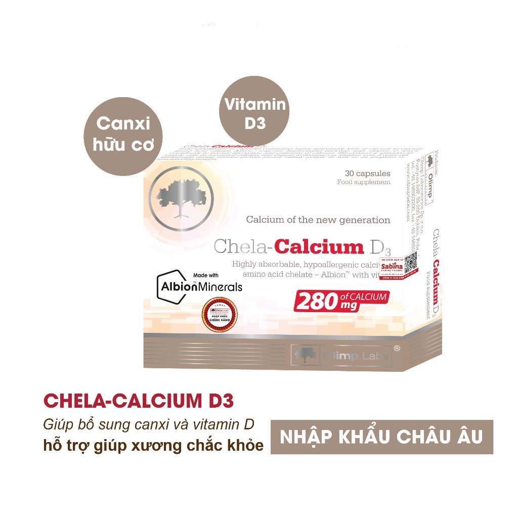 Bác Sĩ Cung Canxi Chela-Calcium D3 - Bổ Sung Canxi Bầu, Vitamin D3, Giúp Xương Chắc Khỏe (Hộp 30 Viên) [Ba Lan]