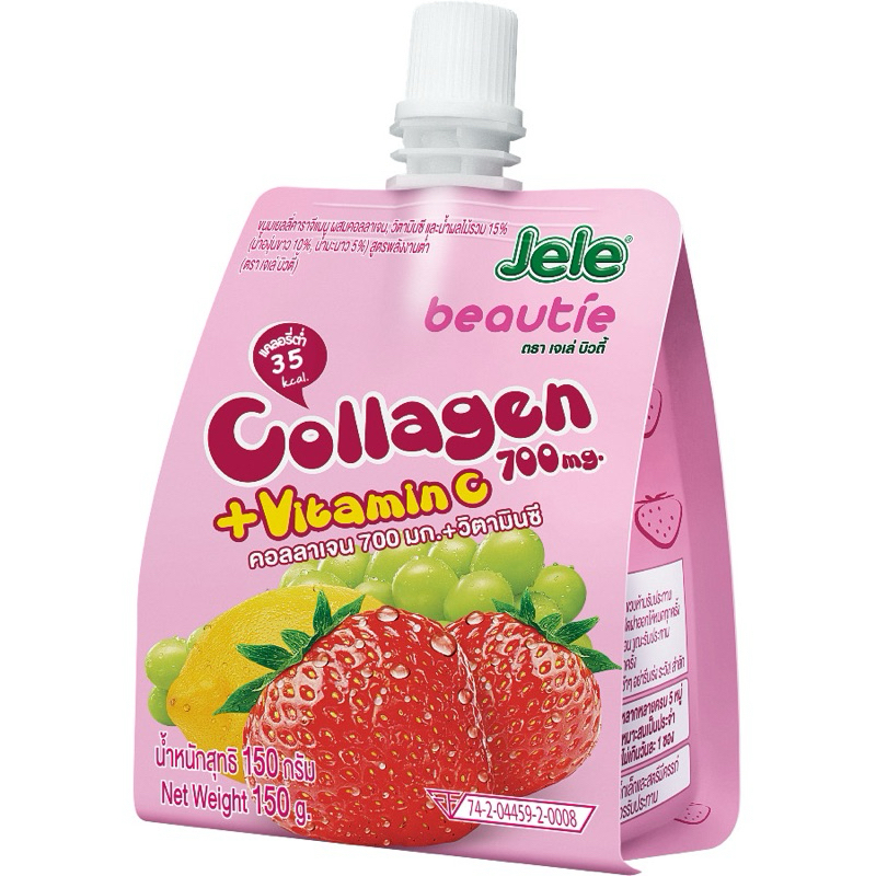 Nước ép trái cây thạch Collagen (Dâu) Jele Beautie Thái Lan 150g