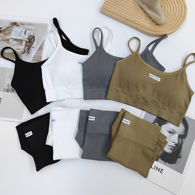 Set Bộ Tập Gym Yoga Erobic Co Dãn Đa Chiều Dây Đan Lưng Tôn Dáng Siêu Sexy