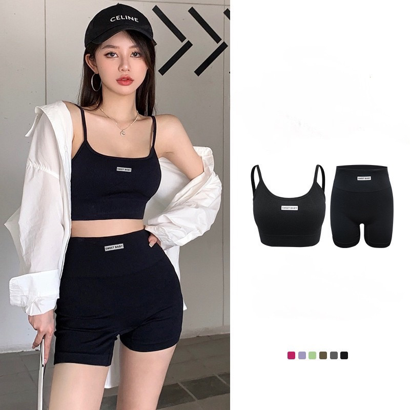 Set Bộ Tập Gym Yoga Erobic Co Dãn Đa Chiều Dây Đan Lưng Tôn Dáng Siêu Sexy