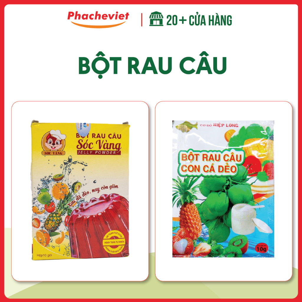 Bột Rau Câu Sóc Vàng 10 Gói, Bột Rau Câu Con Cá Dẻo 12 Gói