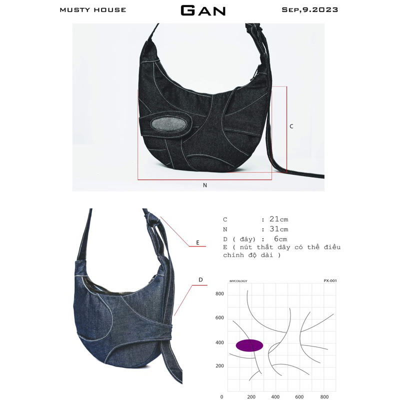 Túi Gân Đeo Chéo Thời Trang Unisex Handmade