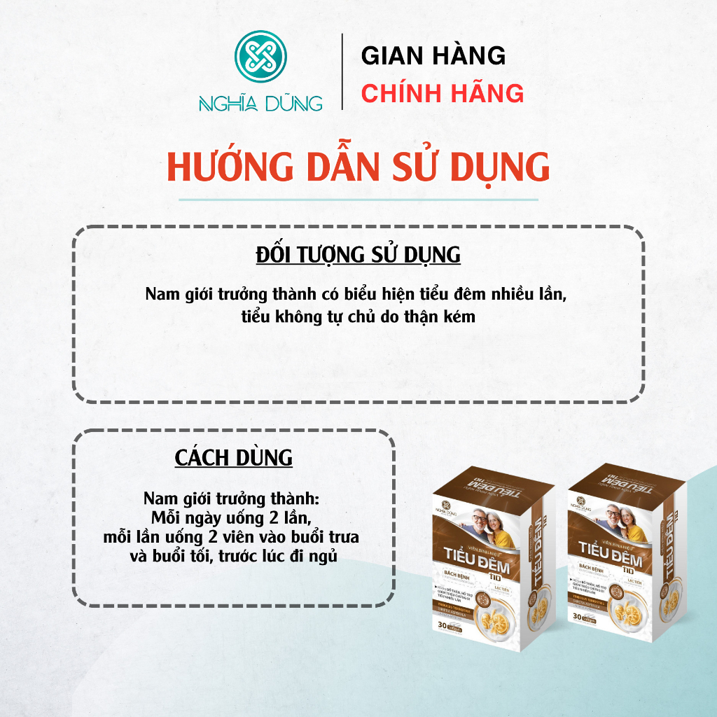 Viên uống Bình niệu tiểu đêm Nghĩa Dũng, hỗ trợ giảm tiểu đêm nhiều lần, tiểu rắt, tiểu yếu (hộp 30 viên)