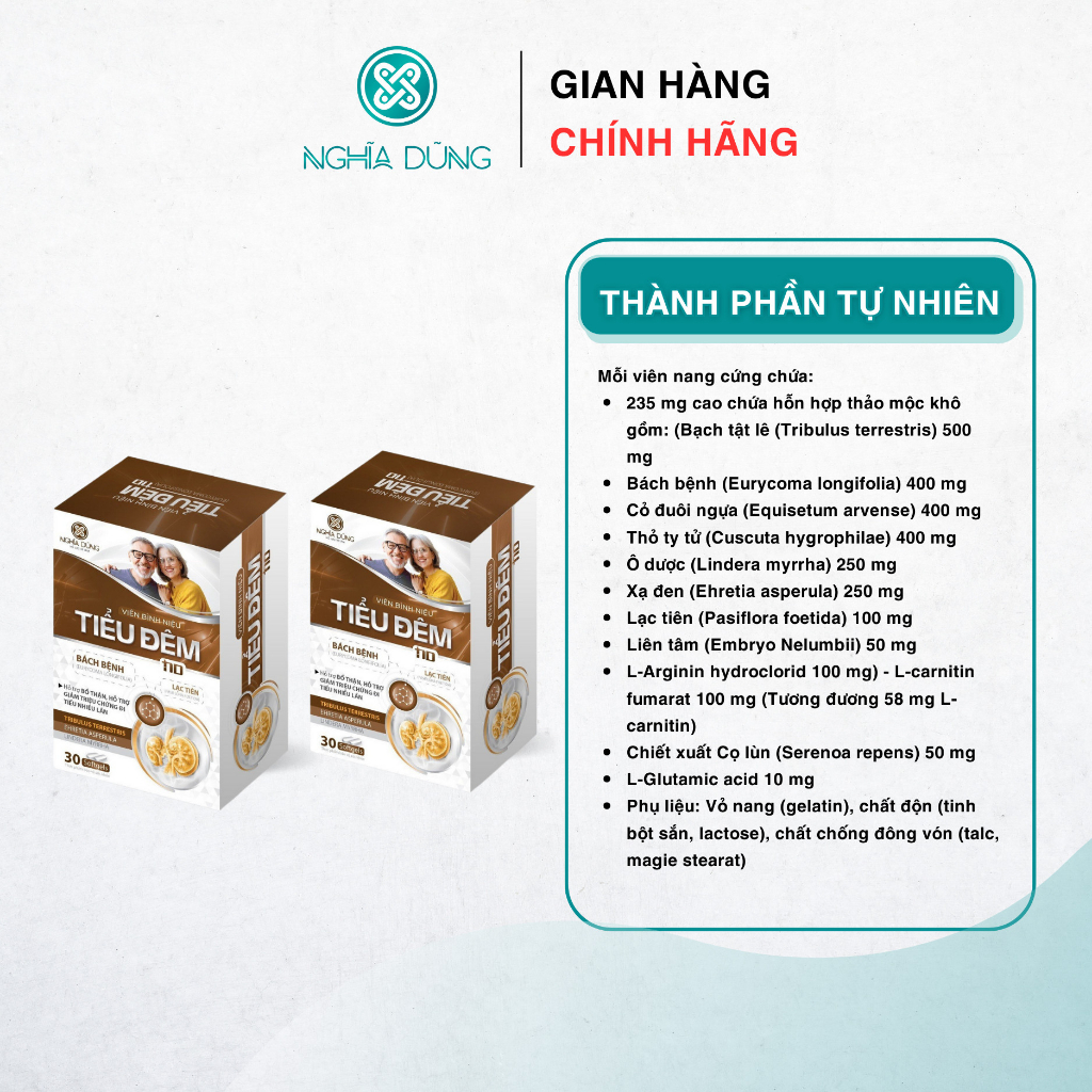 Viên uống Bình niệu tiểu đêm Nghĩa Dũng, hỗ trợ giảm tiểu đêm nhiều lần, tiểu rắt, tiểu yếu (hộp 30 viên)