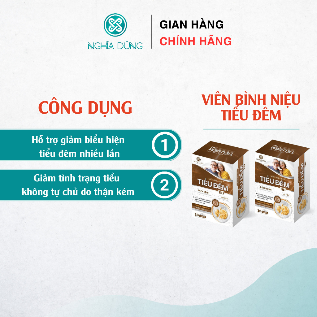 Viên uống Bình niệu tiểu đêm Nghĩa Dũng, hỗ trợ giảm tiểu đêm nhiều lần, tiểu rắt, tiểu yếu (hộp 30 viên)