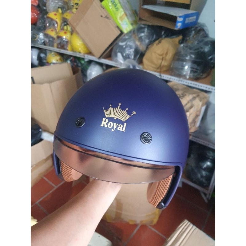 Mũ bảo hiểm dấu kính Royal m139 xanh mực  - Nón bảo hiểm 3/4 kính âm M139 chính hãng Bh12t