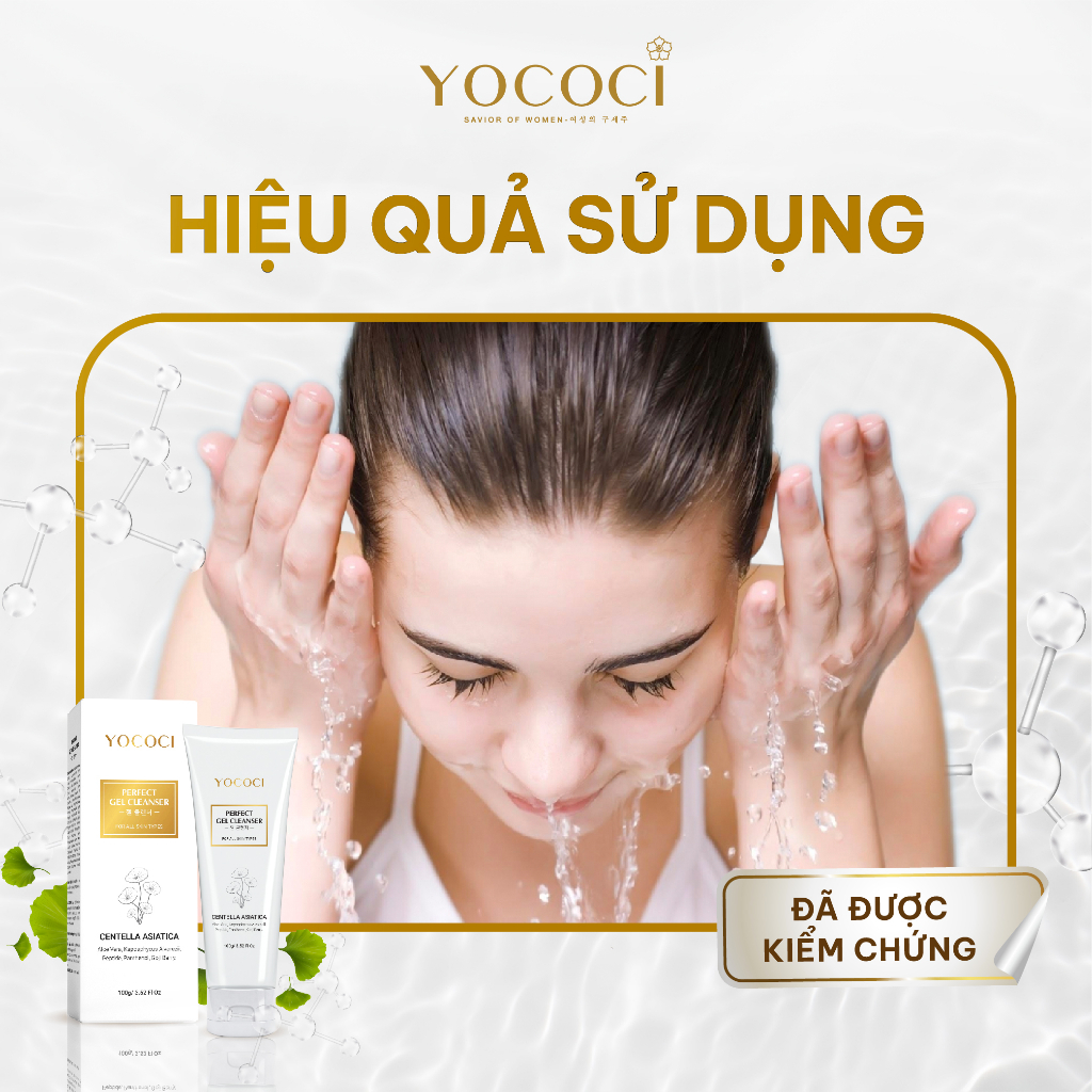 Sữa rửa mặt dạng gel cao cấp Yococi Perfect Gel Cleanser làm sạch thoáng mịn, giảm mụn sáng da, cấp ẩm 100g