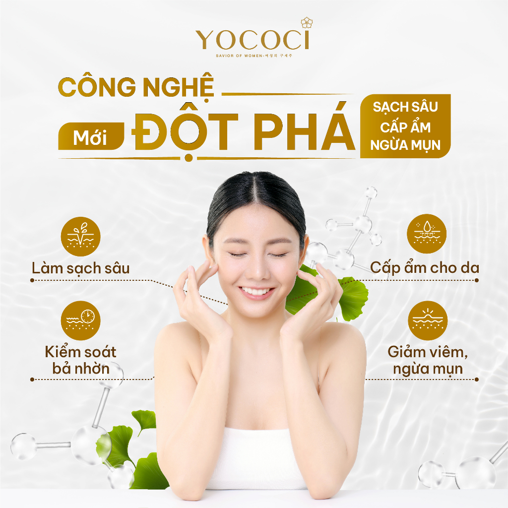 Sữa rửa mặt dạng gel cao cấp Yococi Perfect Gel Cleanser làm sạch thoáng mịn, giảm mụn sáng da, cấp ẩm 100g