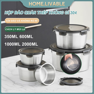  Hộp đựng thực phẩm inox 304 Hộp đựng cơm trưa Thố lạnh có lắp nhựa 4 kích thước 350ml 600ml 1000ml 2000ml 