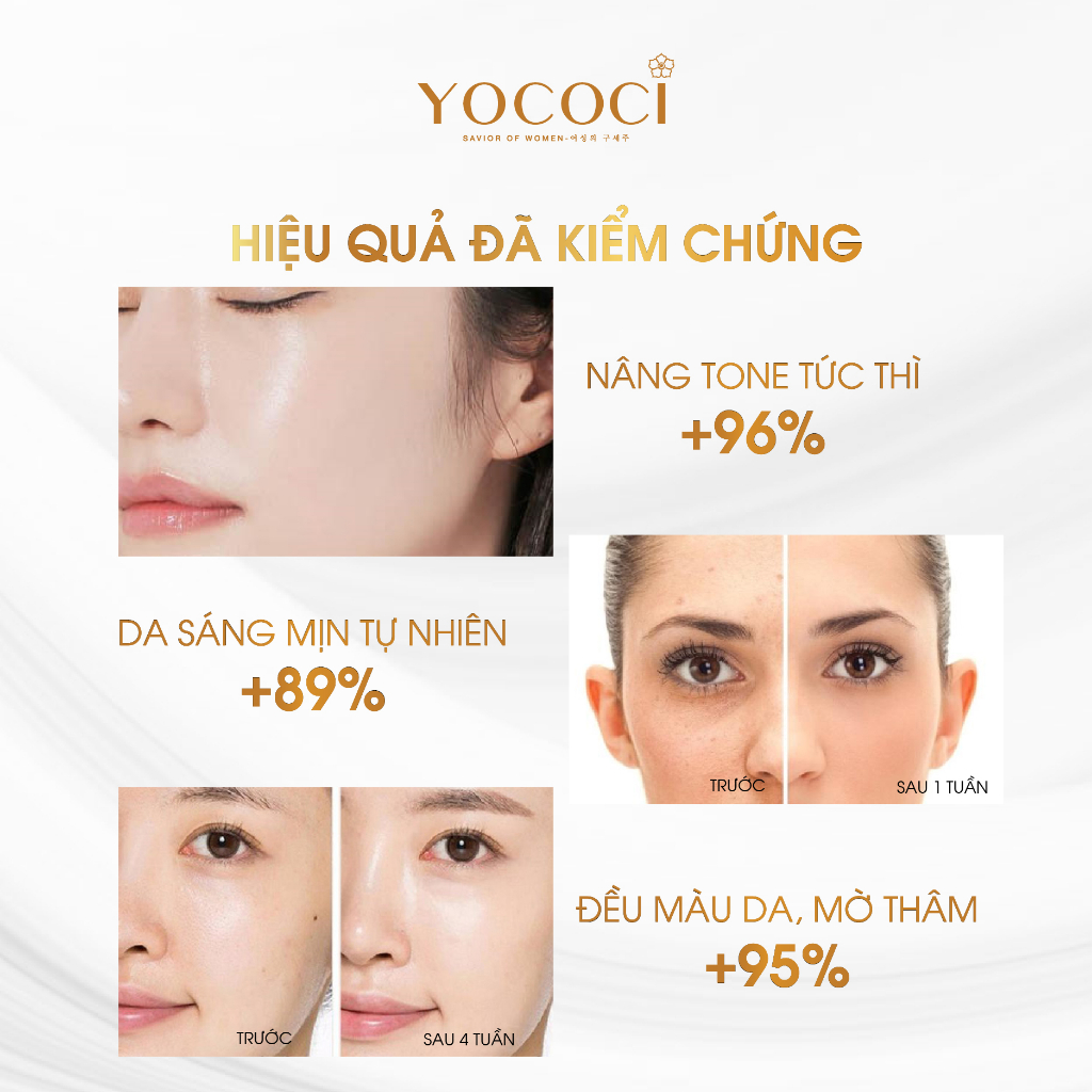 Combo sản phẩm dưỡng trắng và chống nắng da mặt Yococi gồm 1 kem dưỡng trắng da mặt 20g + 1 kem chống nắng 50g