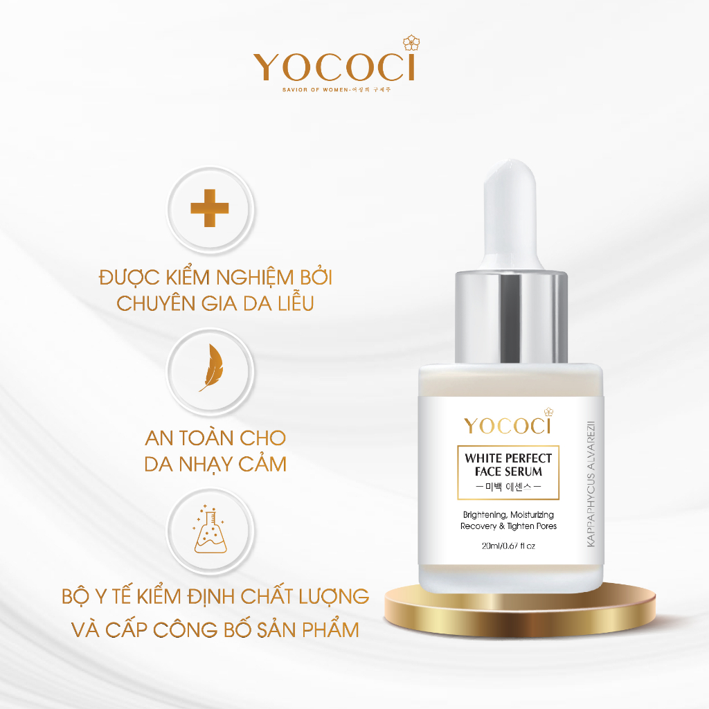 Combo dưỡng trắng da x2 hiệu quả Yococi gồm 1 kem dưỡng trắng da mặt 20g + 1 serum dưỡng trắng da mặt 20ml